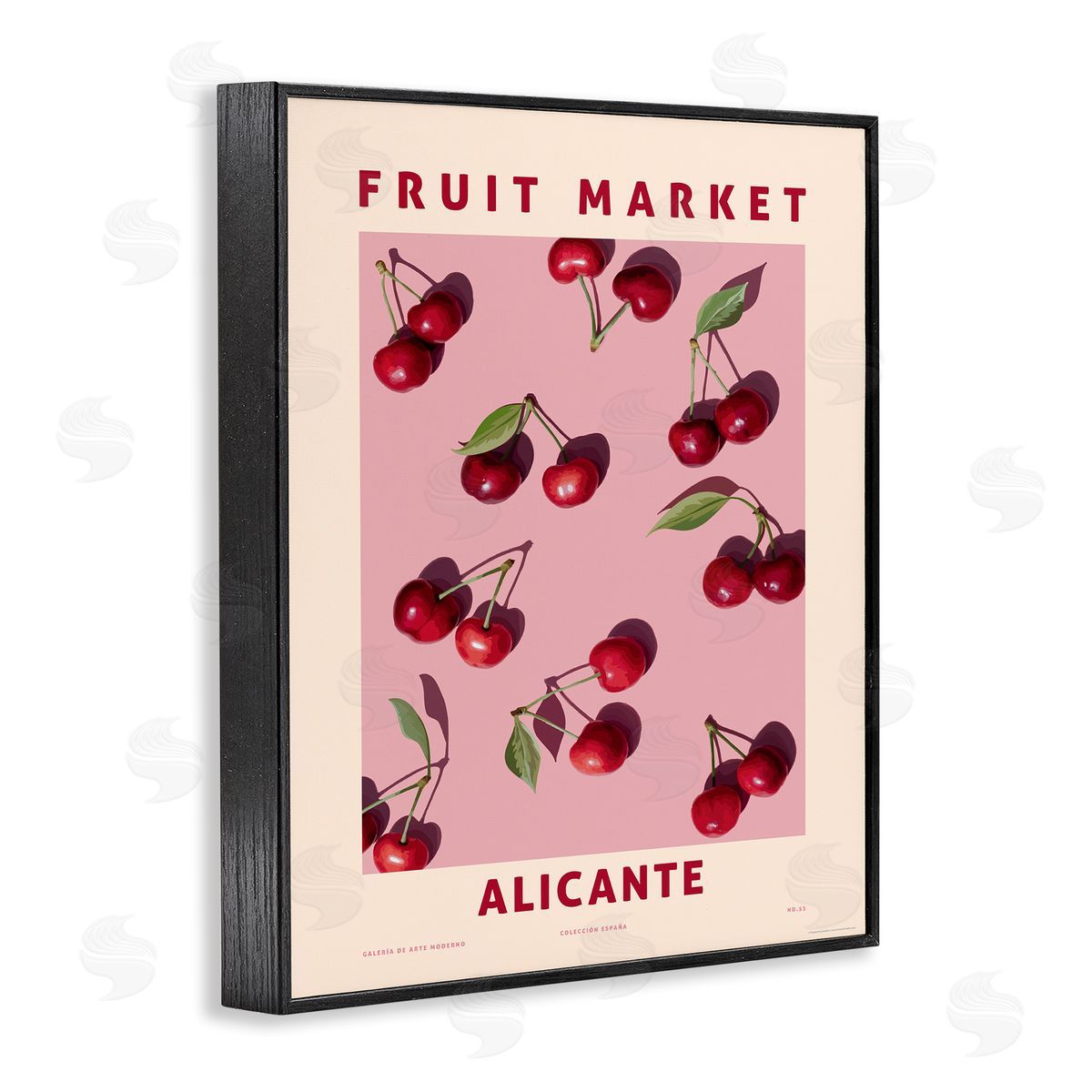Fruit Market Cherries Black Frame Print Wall Art, Home Decor by Reinders