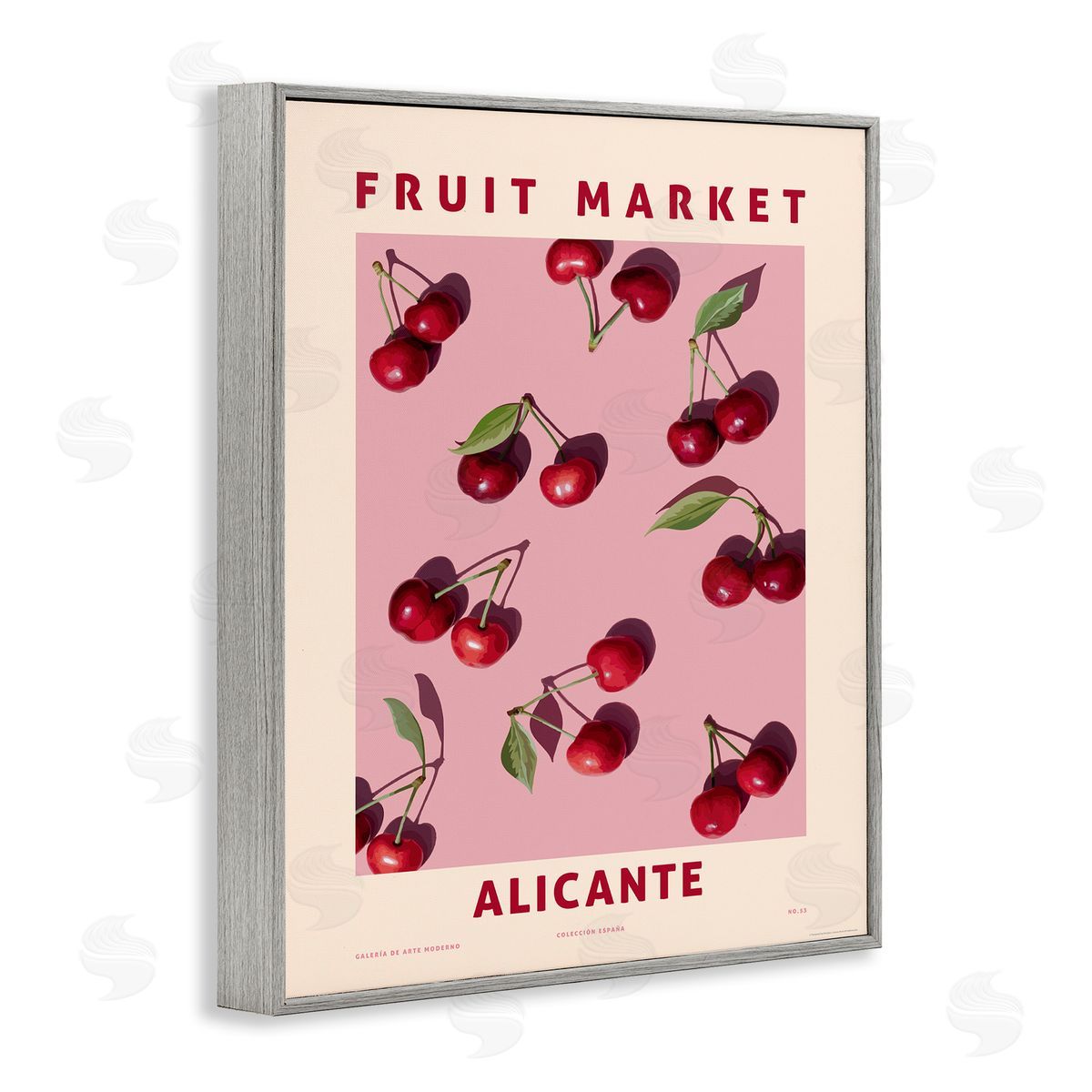 Fruit Market Cherries Grey Frame Print Wall Art, Home Decor by Reinders