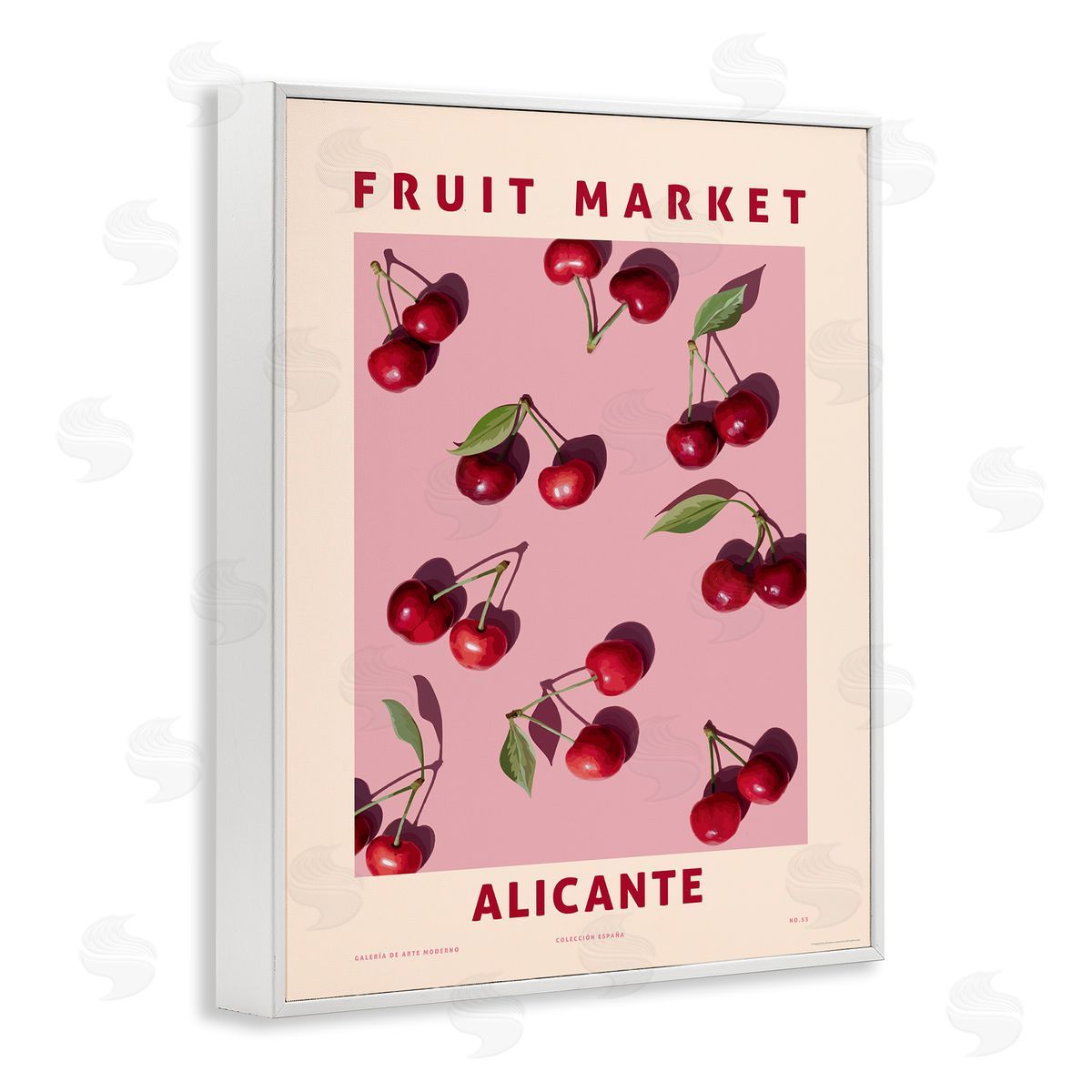 Fruit Market Cherries White Frame Print Wall Art, Home Decor by Reinders