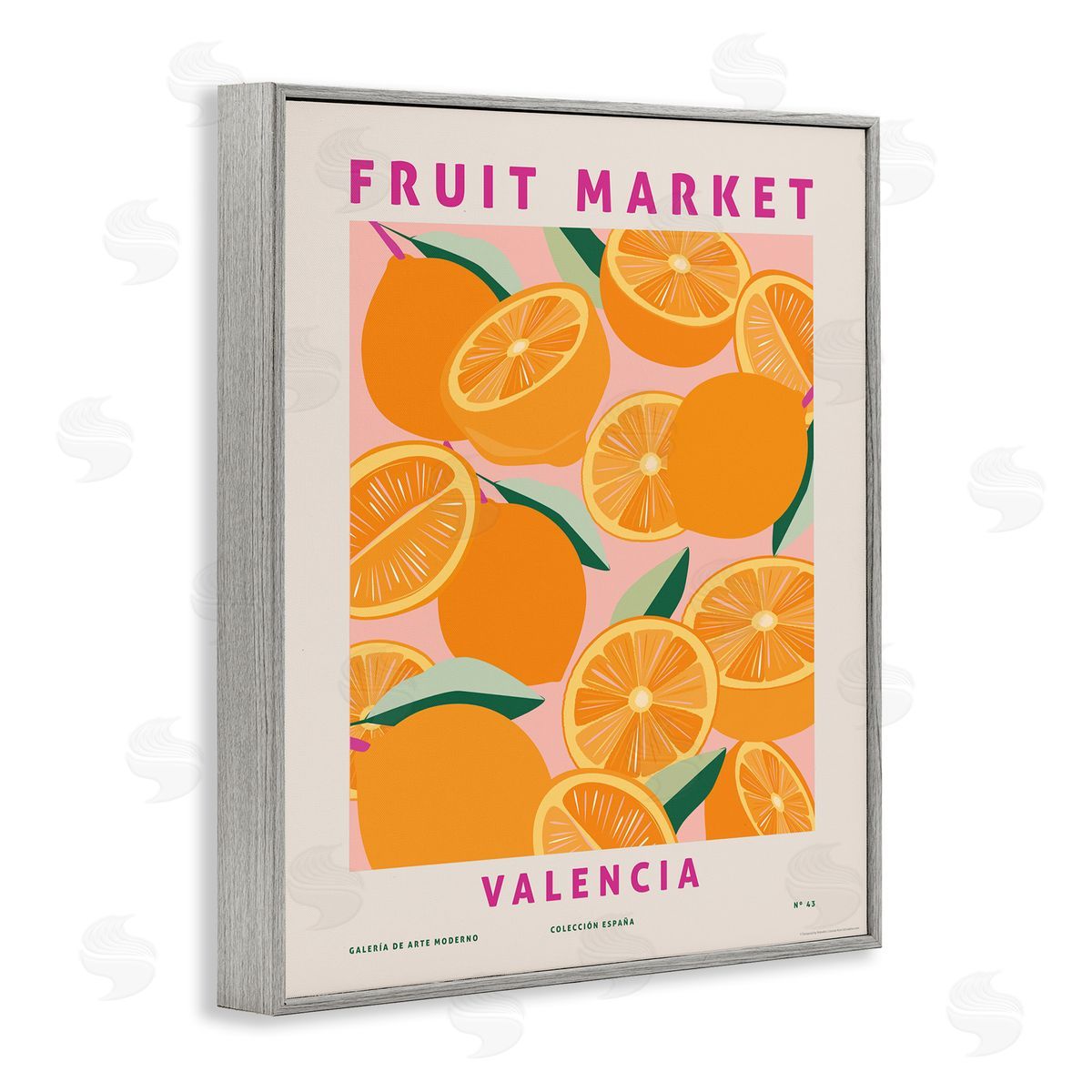 Fruit Market Oranges Grey Frame Print Wall Art, Home Decor by Reinders