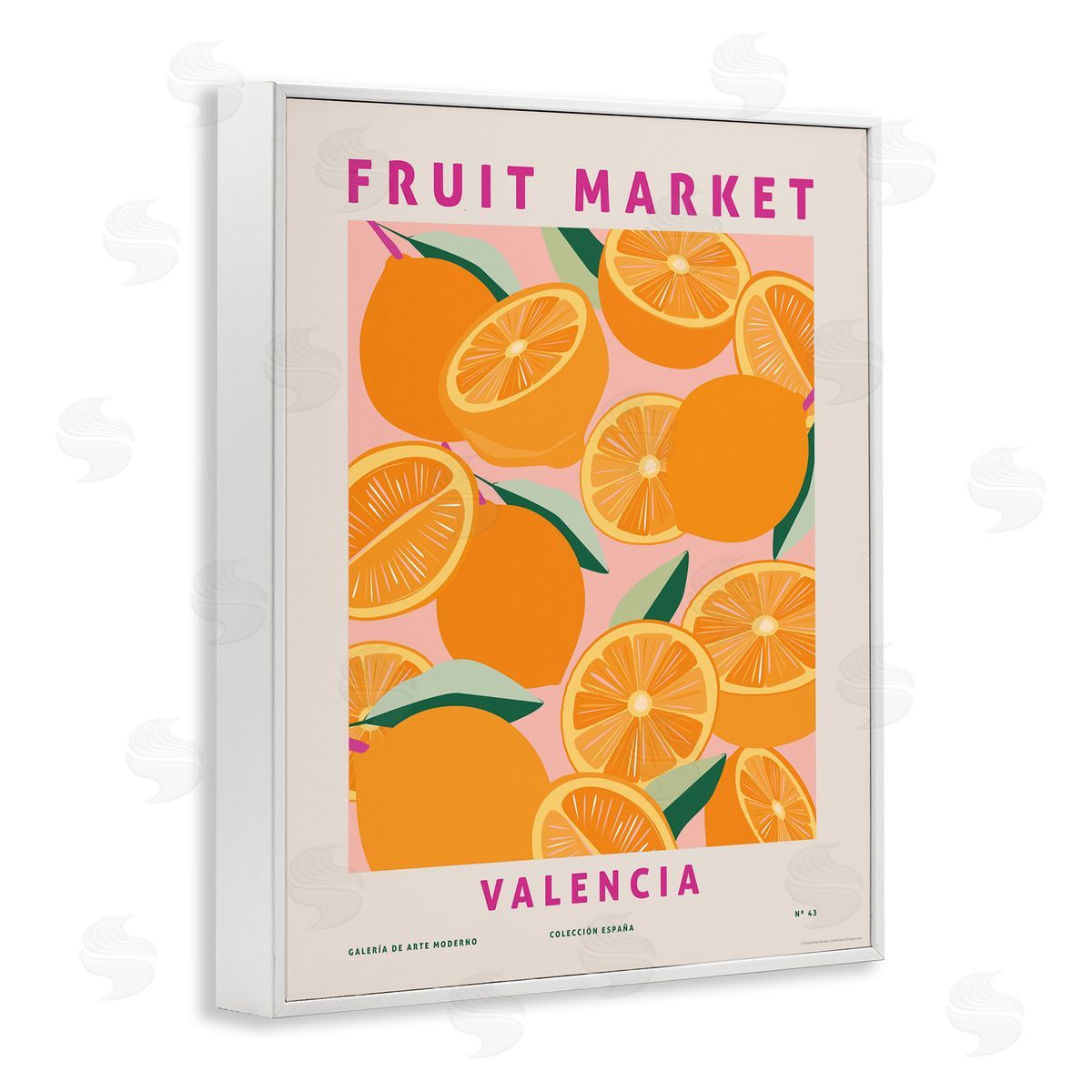 Fruit Market Oranges White Frame Print Wall Art, Home Decor by Reinders