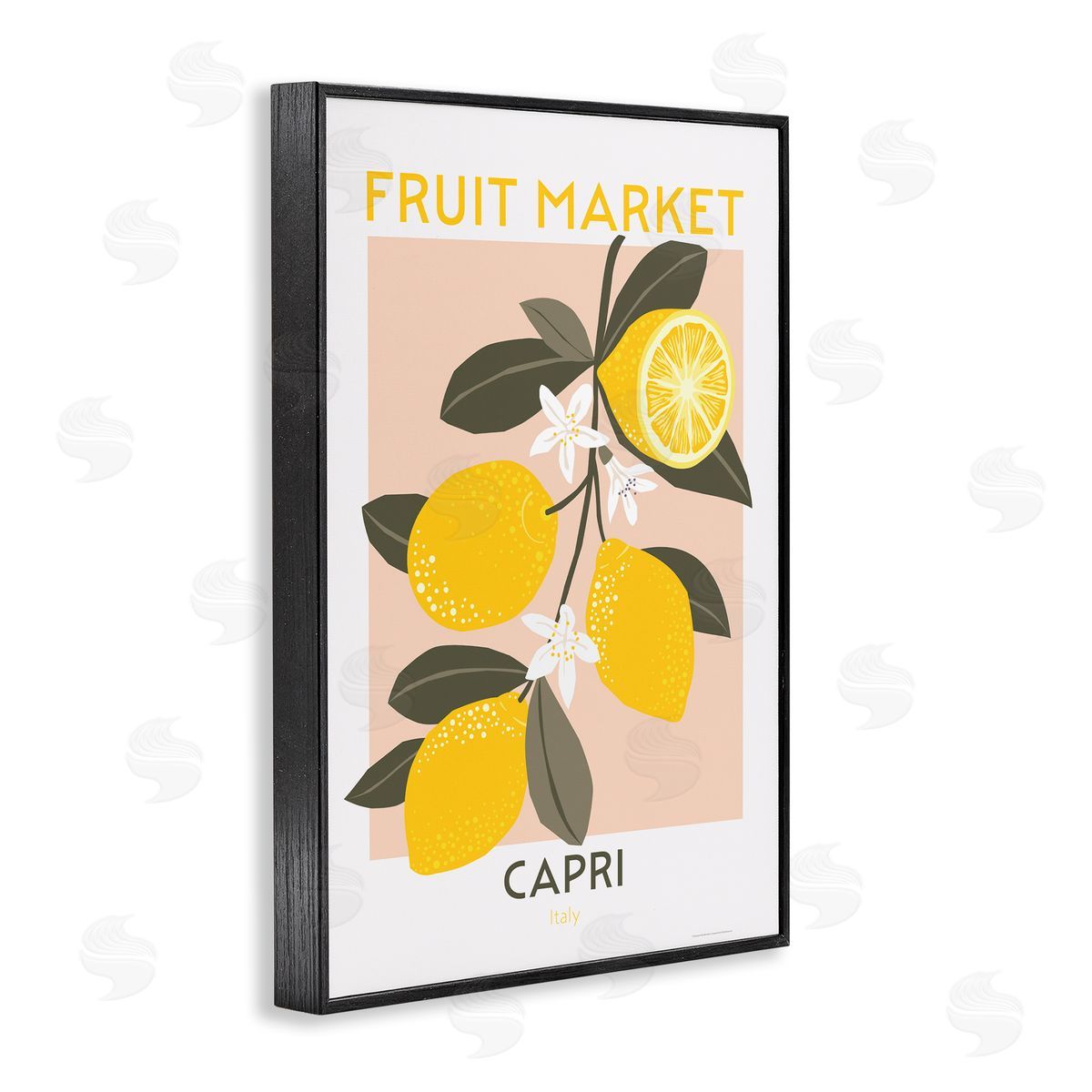 Fruit Market Lemon Branch Black Frame Print Wall Art, Home Decor by Reinders