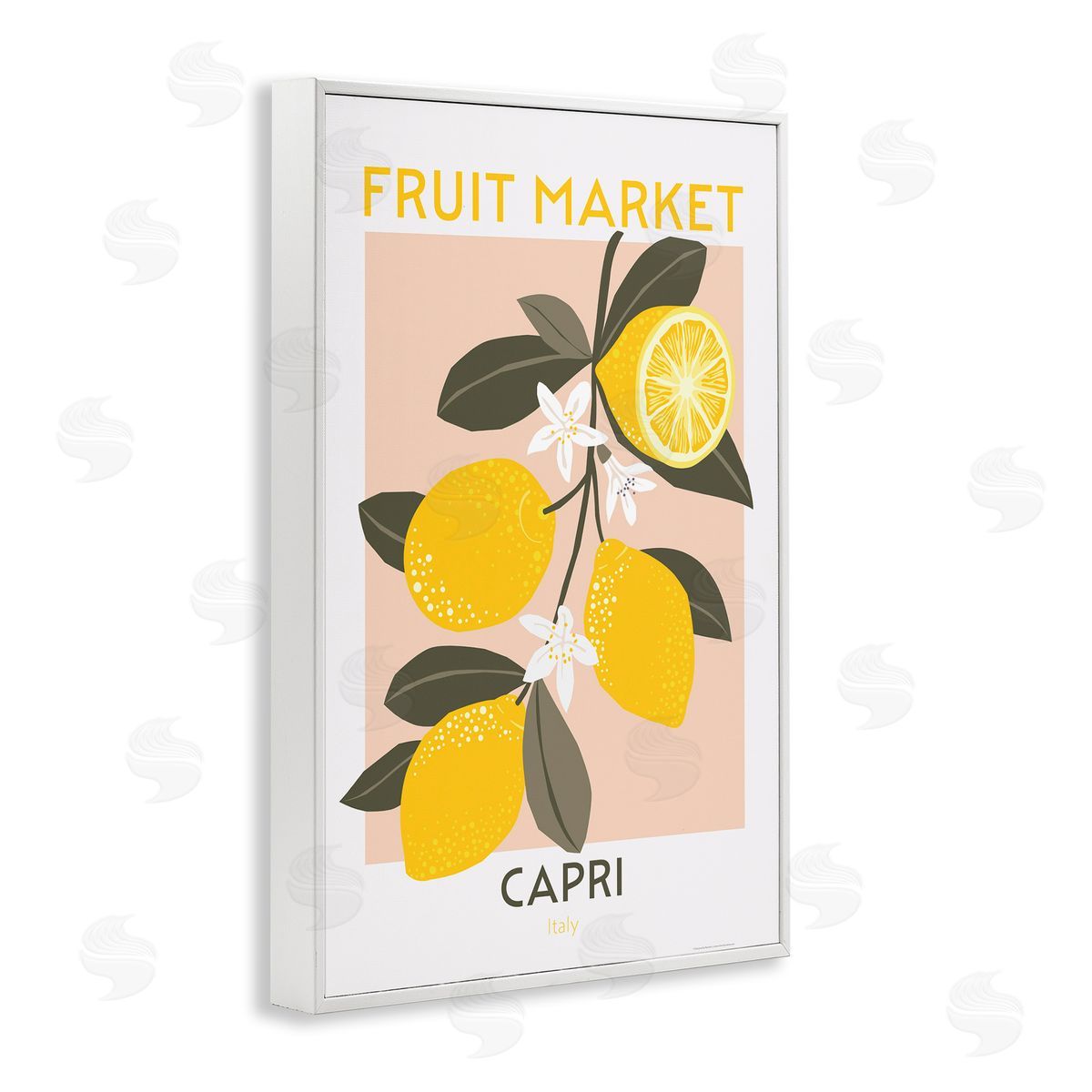 Fruit Market Lemon Branch White Frame Print Wall Art, Home Decor by Reinders
