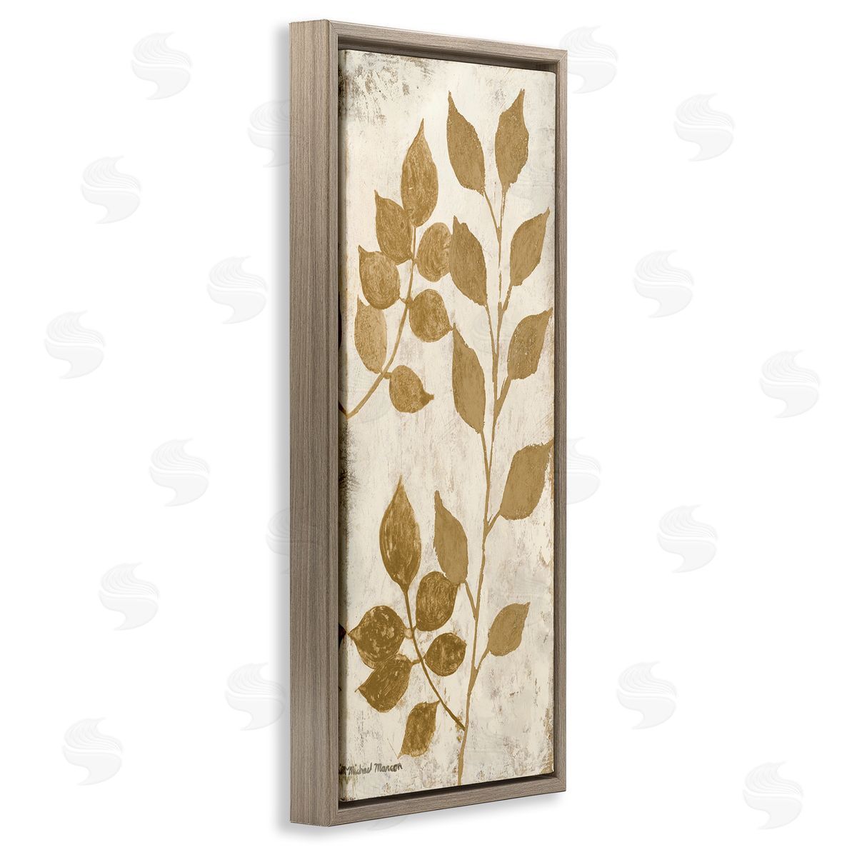 Natural Leaves Overlap Brown Floating Frame Canvas Wall Art, Home Decor by Michael Marcon
