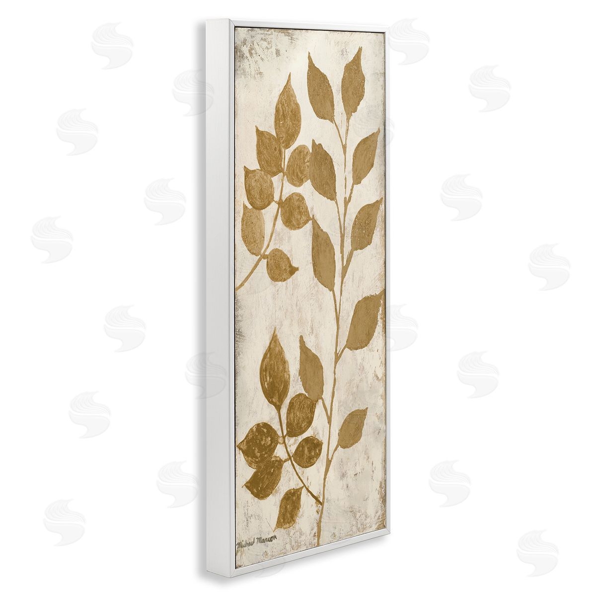 Natural Leaves Overlap White Frame Print Wall Art, Home Decor by Michael Marcon