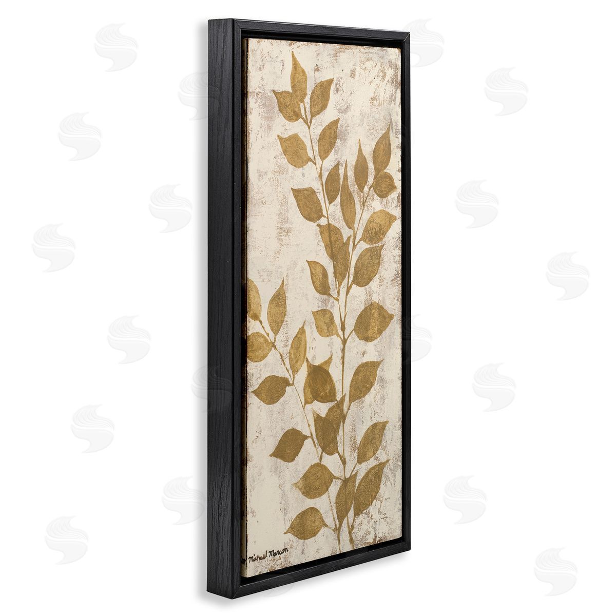 Natural Leaves Impression Black Floating Frame Canvas Wall Art, Home Decor by Michael Marcon