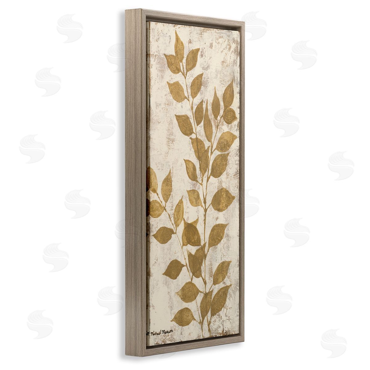 Natural Leaves Impression Brown Floating Frame Canvas Wall Art, Home Decor by Michael Marcon