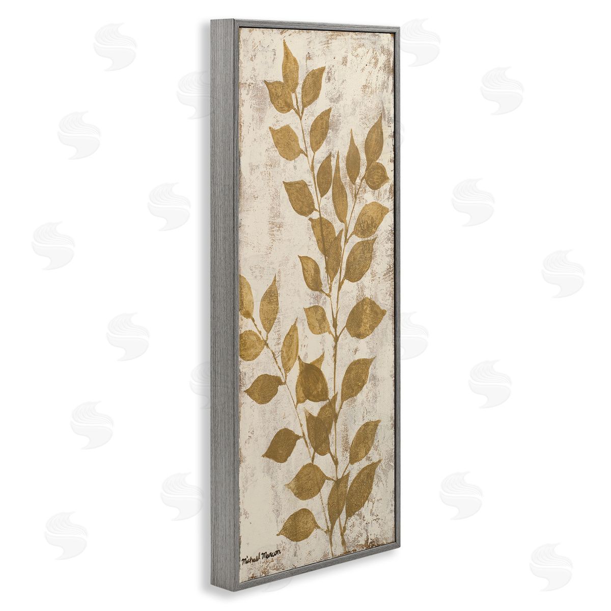 Natural Leaves Impression Grey Frame Print Wall Art, Home Decor by Michael Marcon