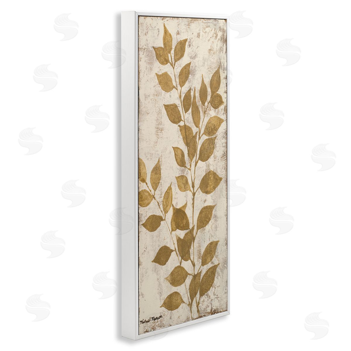 Natural Leaves Impression White Frame Print Wall Art, Home Decor by Michael Marcon
