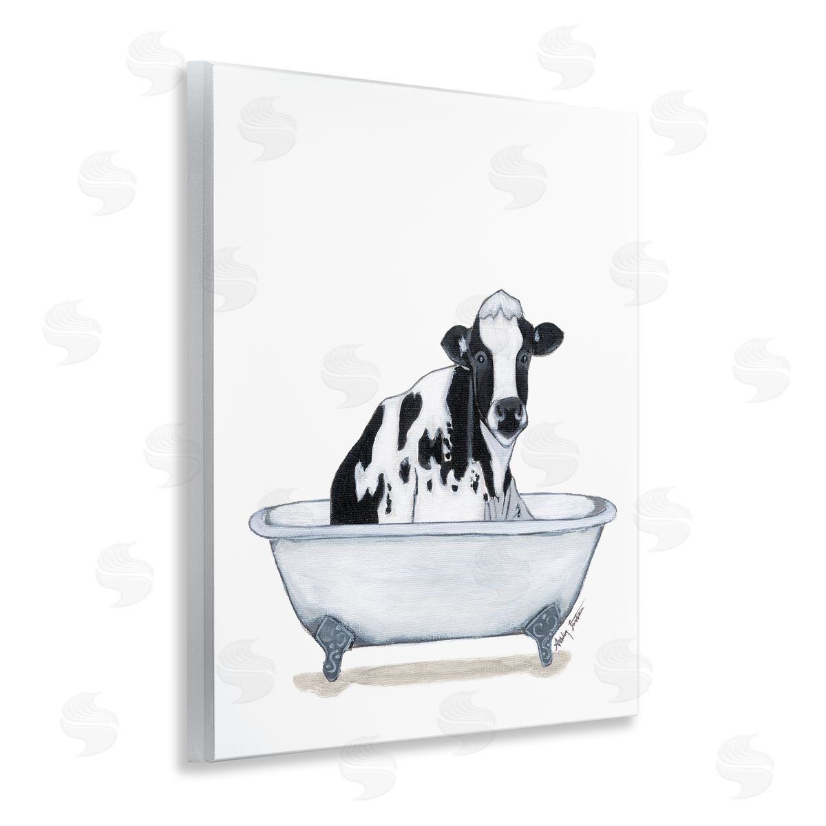 Cow in Tub Sketch Wood Plaque Wall Art, Home Decor by Ashley Justice