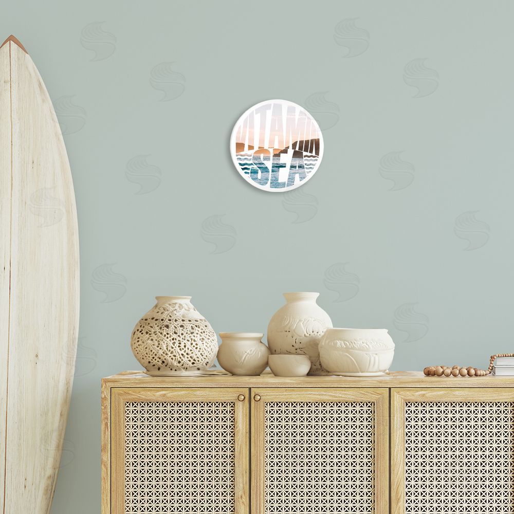 Susan Ball Vitamin Sea Typography Round Wall Plaque Art Print in Room