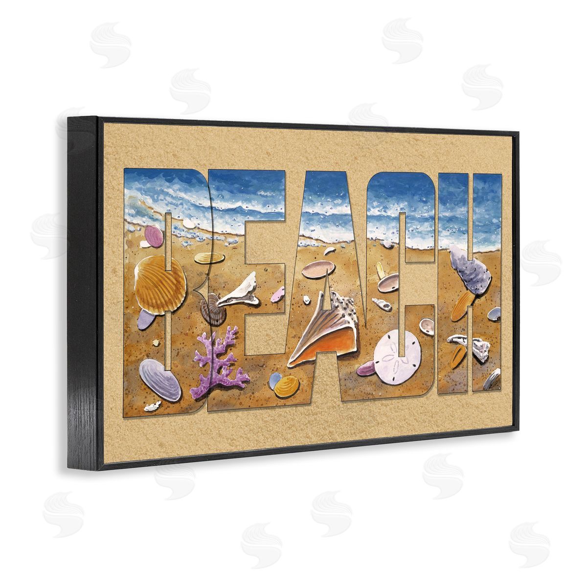 Outlined Beach Letters Black Frame Print Wall Art, Home Decor by Art Brands Holdings, LLC