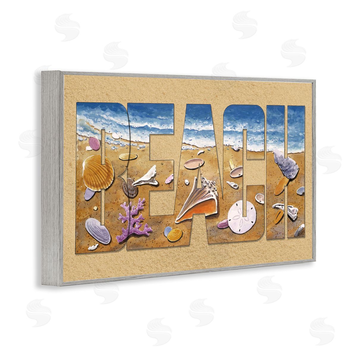 Outlined Beach Letters Grey Frame Print Wall Art, Home Decor by Art Brands Holdings, LLC