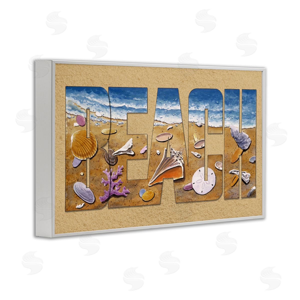Outlined Beach Letters White Frame Print Wall Art, Home Decor by Art Brands Holdings, LLC
