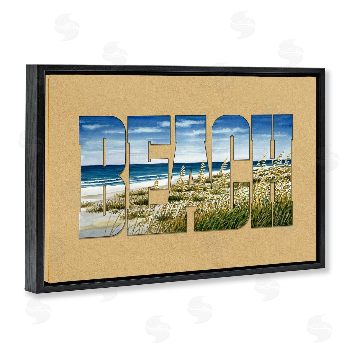 Grassy Beach Typography Black Floating Frame Canvas Wall Art, Home Decor by Art Brands Holdings, LLC