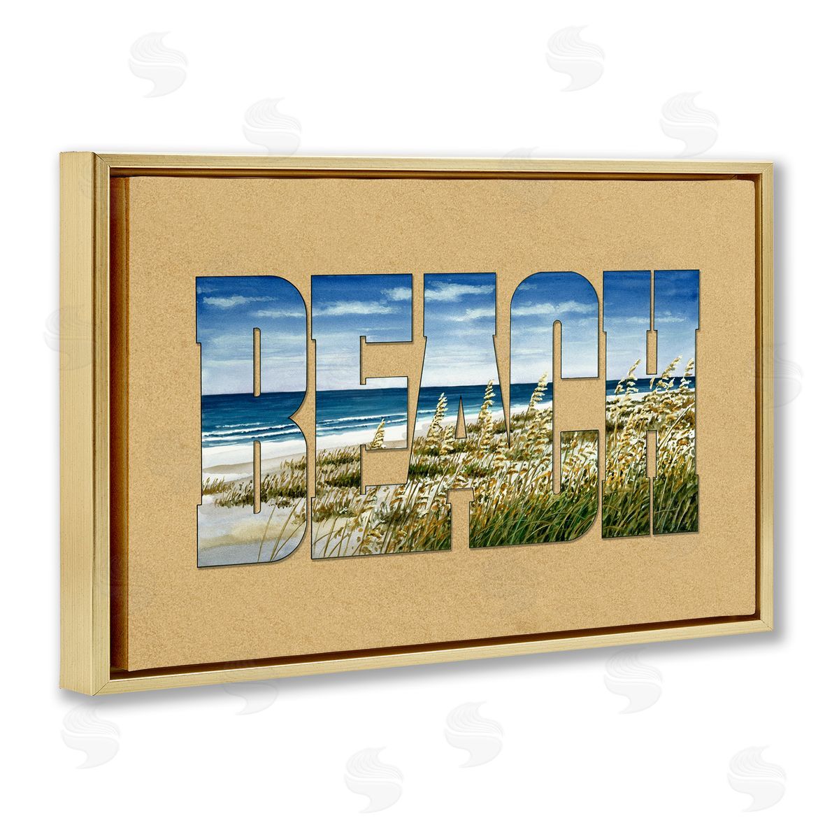 Grassy Beach Typography Gold Floating Frame Canvas Wall Art, Home Decor by Art Brands Holdings, LLC
