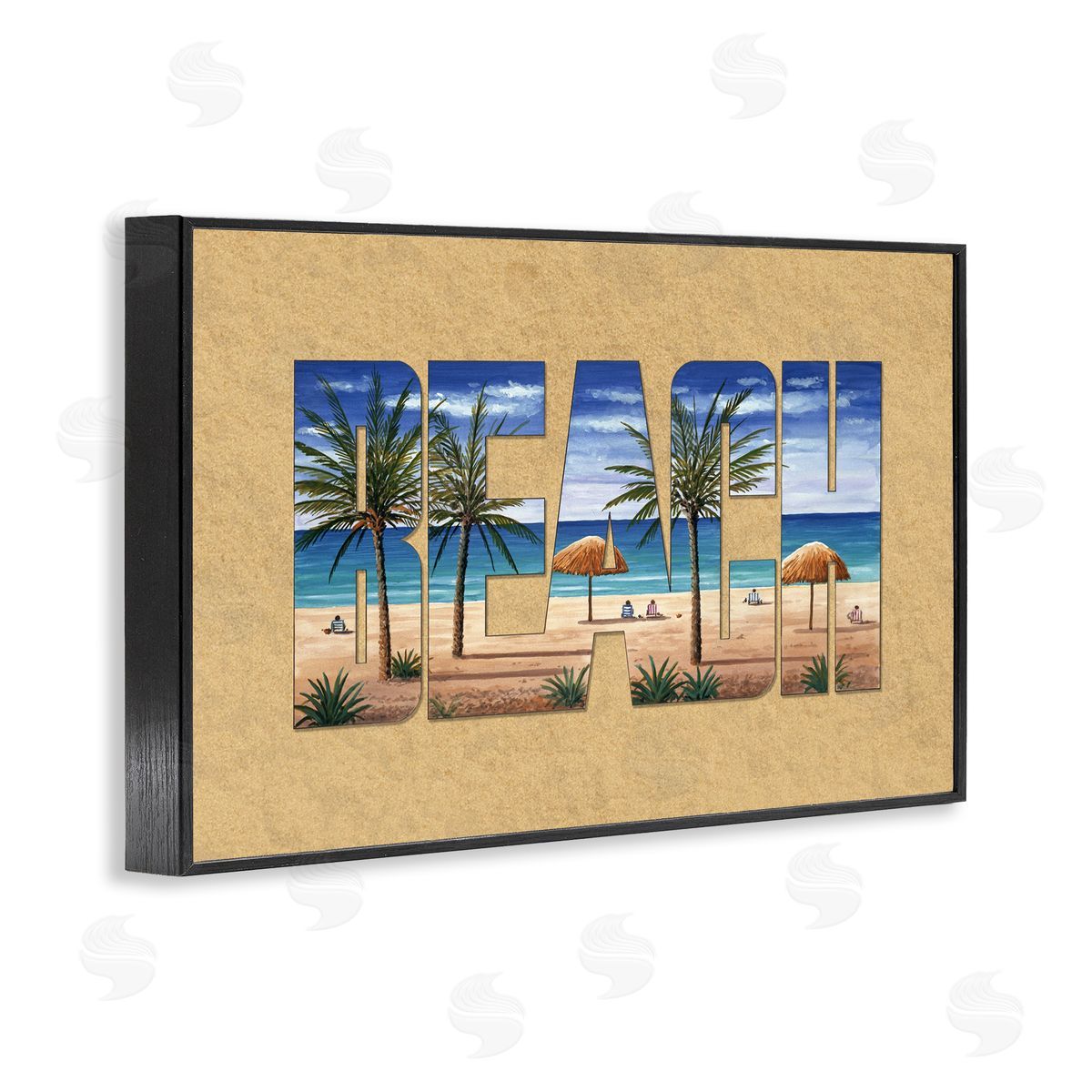 Tropical Beach Outline Black Frame Print Wall Art, Home Decor by Art Brands Holdings, LLC