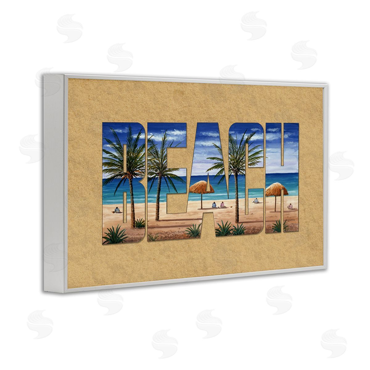 Tropical Beach Outline White Frame Print Wall Art, Home Decor by Art Brands Holdings, LLC