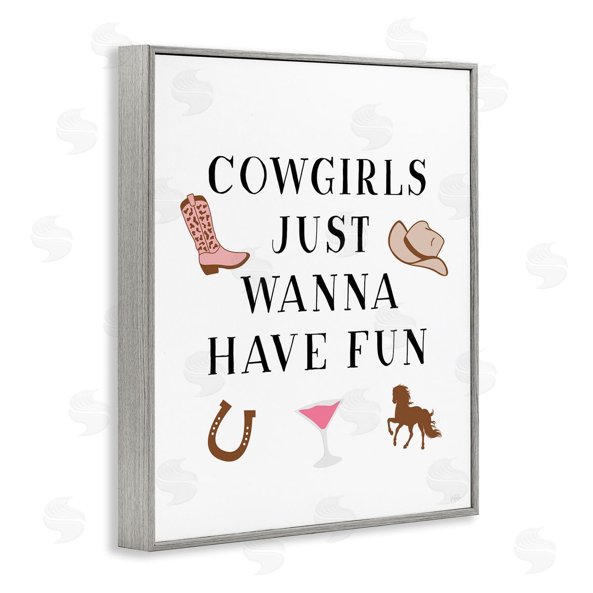 Cowgirls Wanna Have Fun Grey Frame Print Wall Art, Home Decor by Natalie Carpentieri