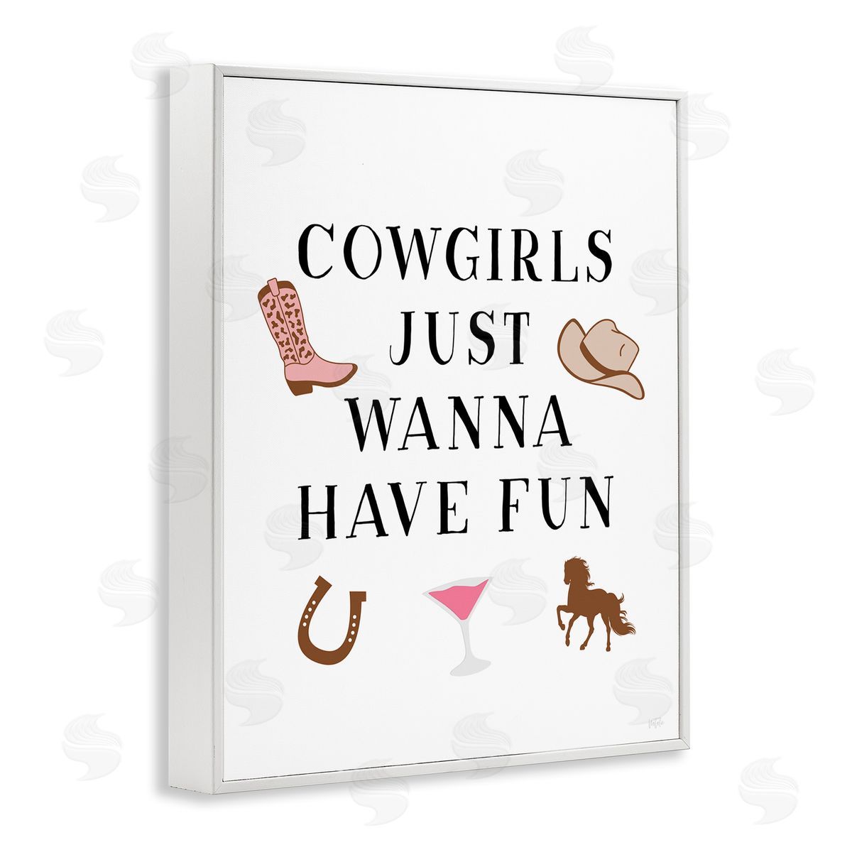 Cowgirls Wanna Have Fun White Frame Print Wall Art, Home Decor by Natalie Carpentieri