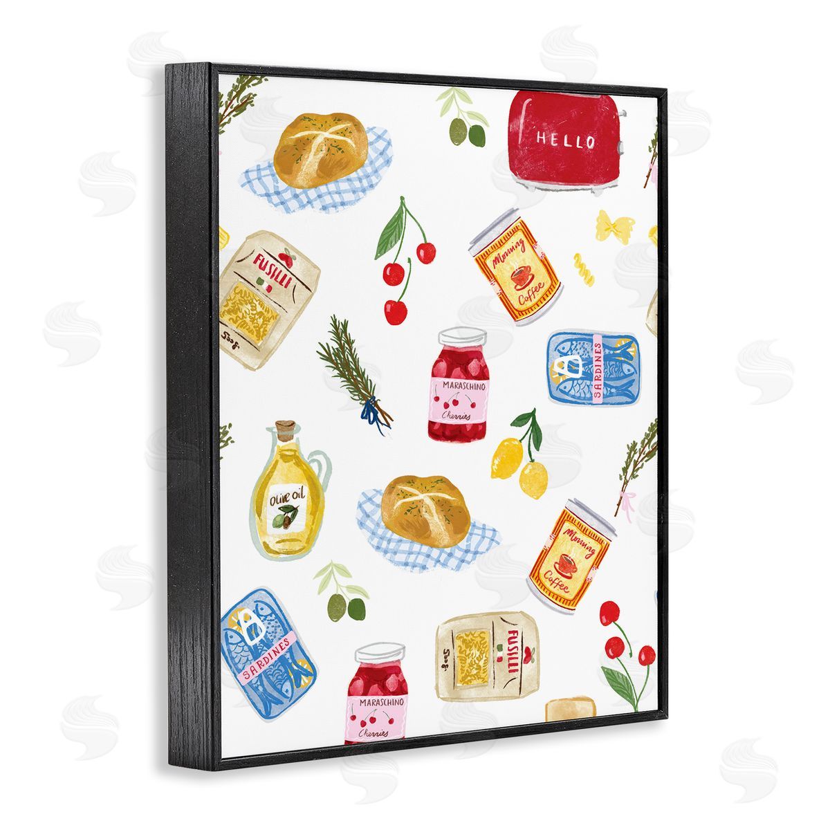 Delicate Kitchen Delights Black Frame Print Wall Art, Home Decor by Ilis Avilés
