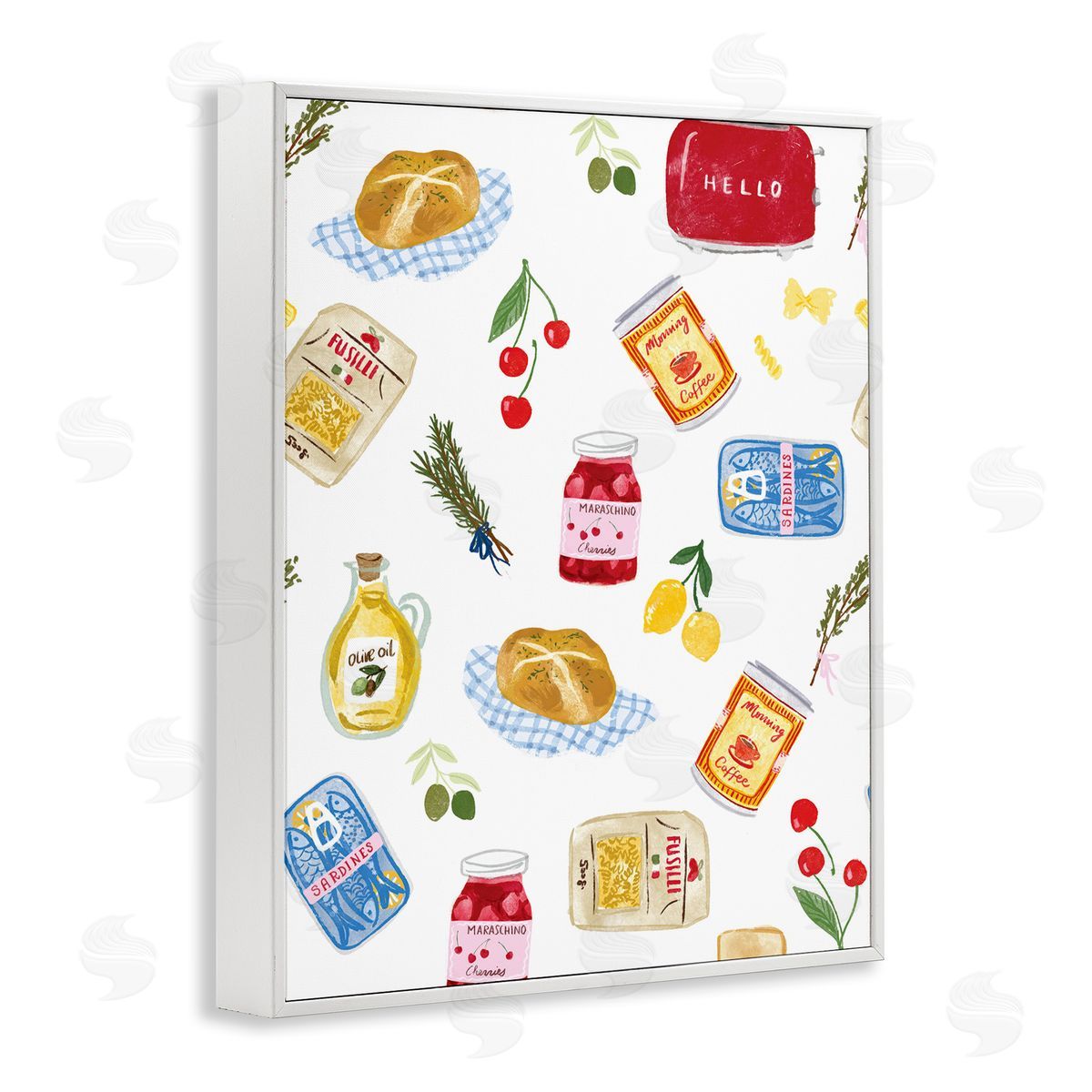 Delicate Kitchen Delights White Frame Print Wall Art, Home Decor by Ilis Avilés