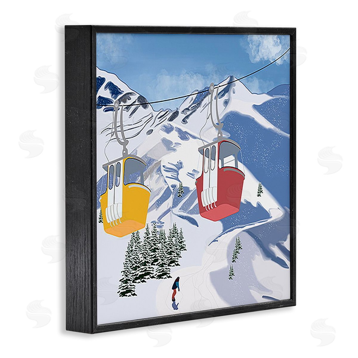 Ski Lift over Vast Mountain Black Frame Print Wall Art, Home Decor by Ashley Singleton