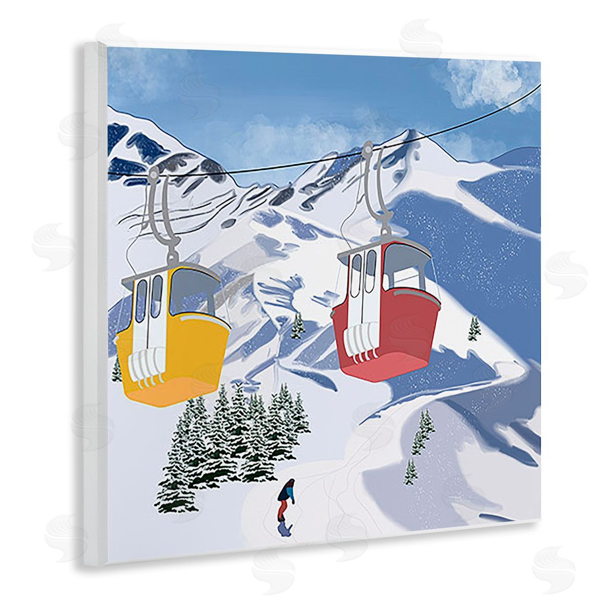 Ski Lift over Vast Mountain Wood Plaque Wall Art, Home Decor by Ashley Singleton