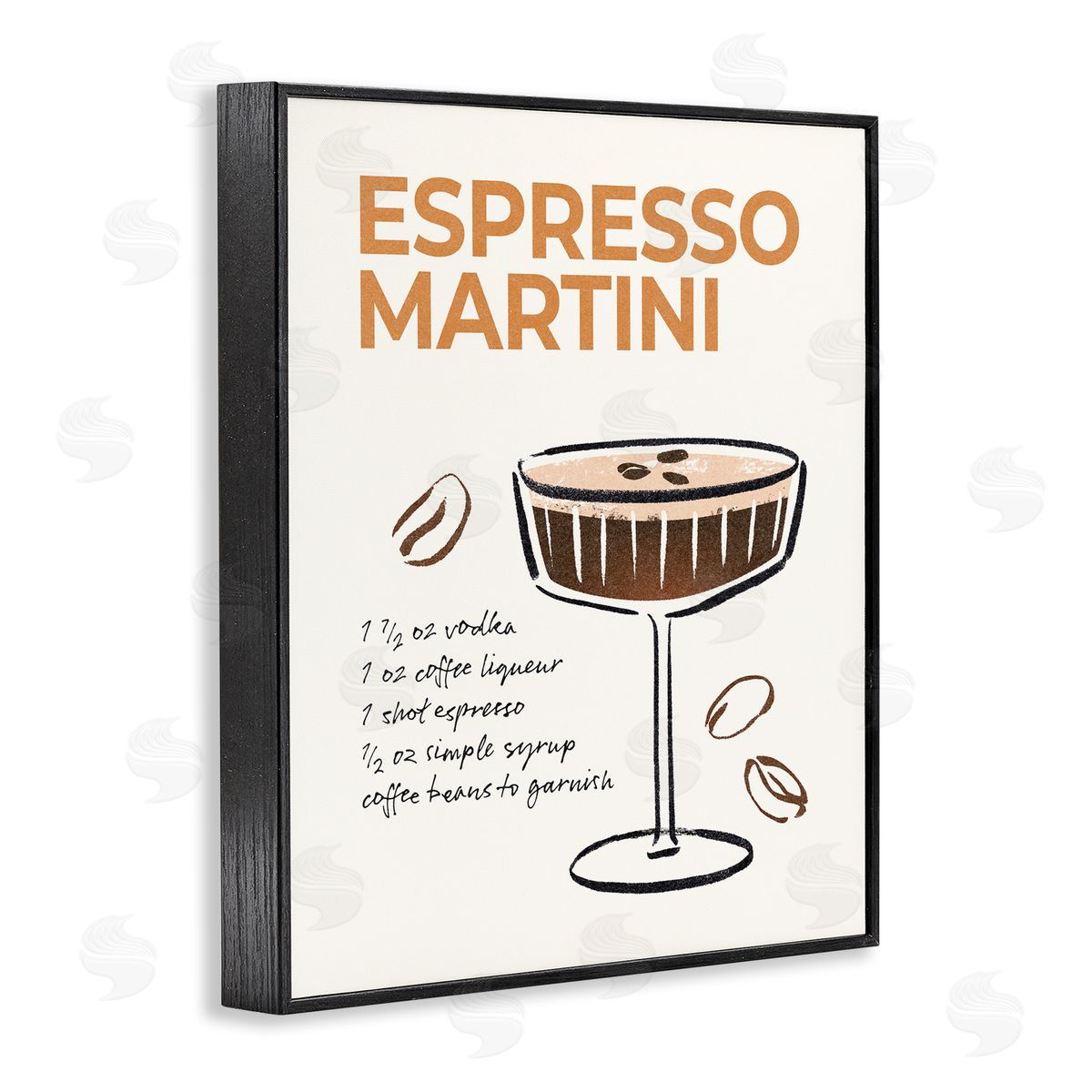 Espresso Martini Recipe Black Frame Print Wall Art, Home Decor by Victoria Barnes
