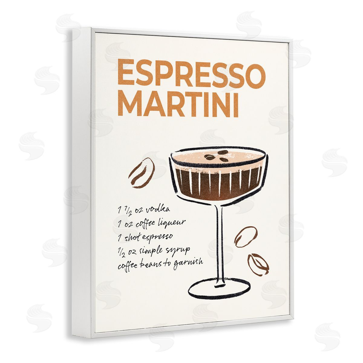 Espresso Martini Recipe White Frame Print Wall Art, Home Decor by Victoria Barnes