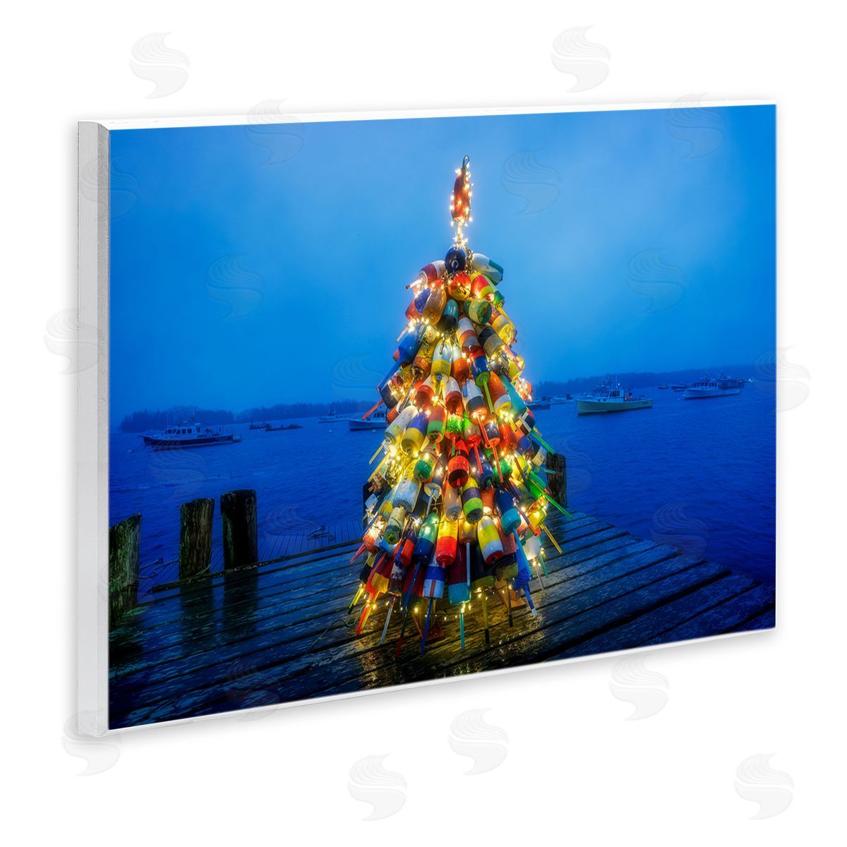 Lit Bouys Christmas Tree Wood Plaque Wall Art, Home Decor by Rick Berk