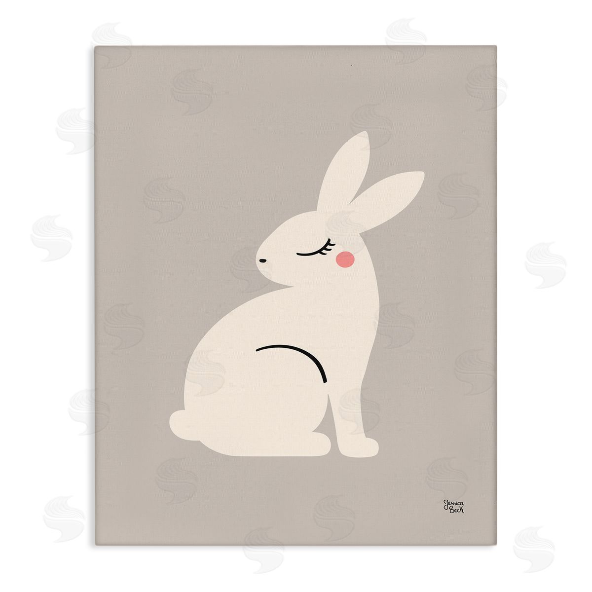 Minimal White Rabbit Canvas Wall Art, Home Decor by Jessica Beck