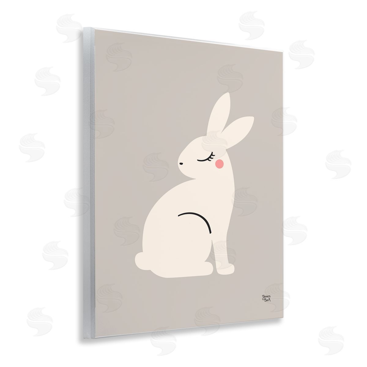 Minimal White Rabbit Wood Plaque Wall Art, Home Decor by Jessica Beck