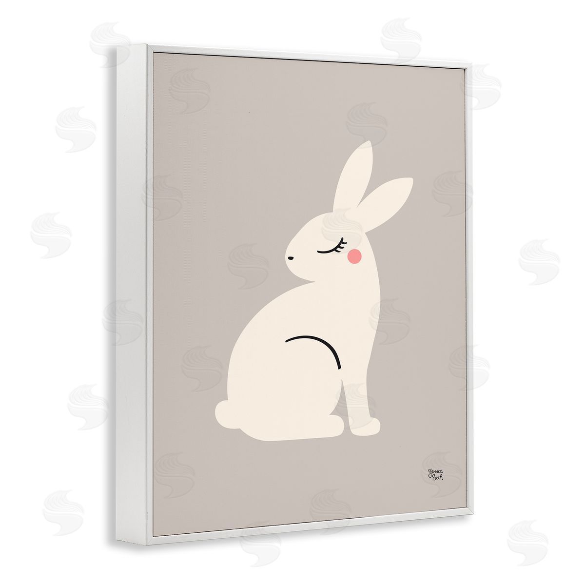 Minimal White Rabbit White Frame Print Wall Art, Home Decor by Jessica Beck