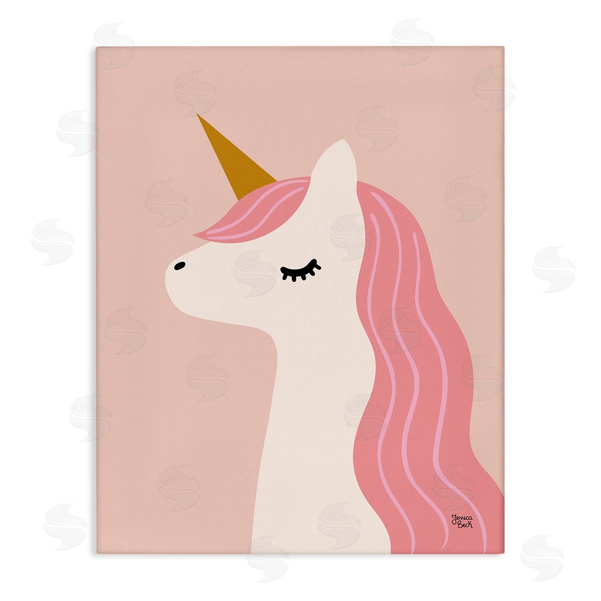 Peach Pastel Unicorn Canvas Wall Art, Home Decor by Jessica Beck
