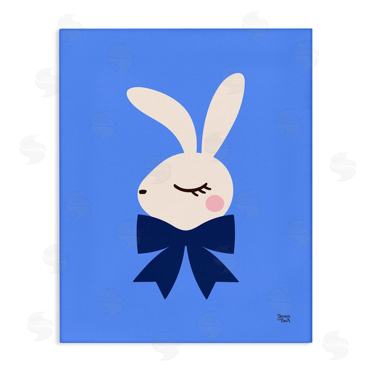 Jessica Beck | Rabbit with Ribbon on Blue