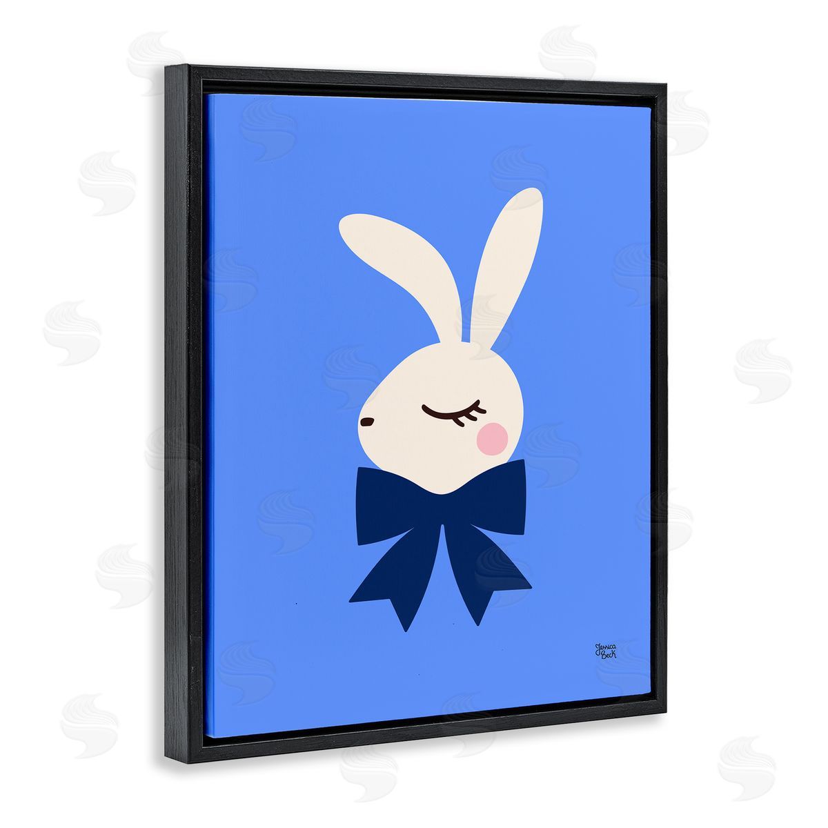 Jessica Beck | Rabbit with Ribbon on Blue