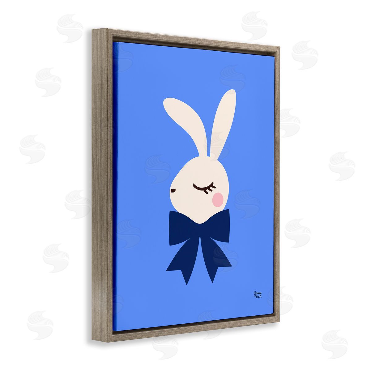 Jessica Beck | Rabbit with Ribbon on Blue