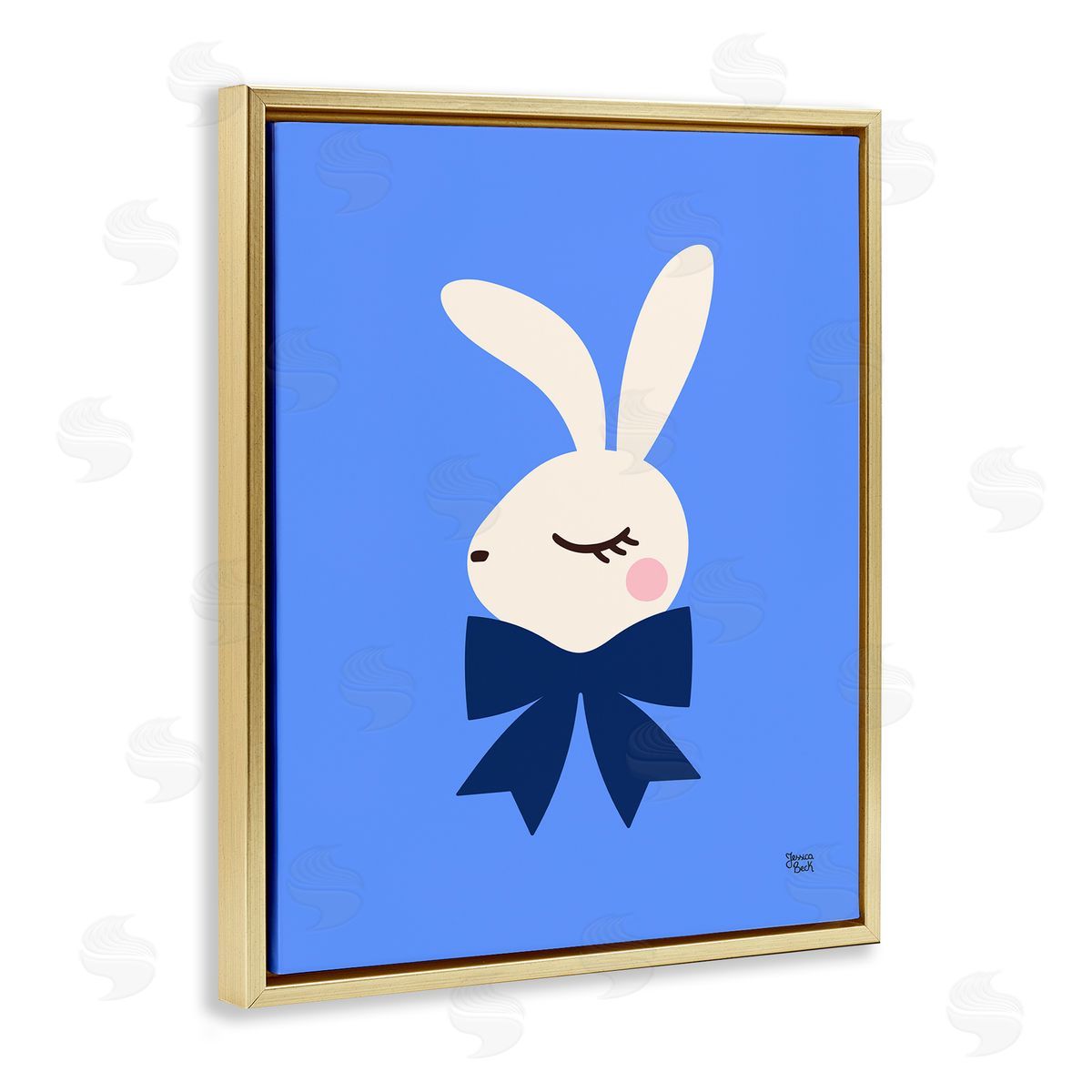 Jessica Beck | Rabbit with Ribbon on Blue