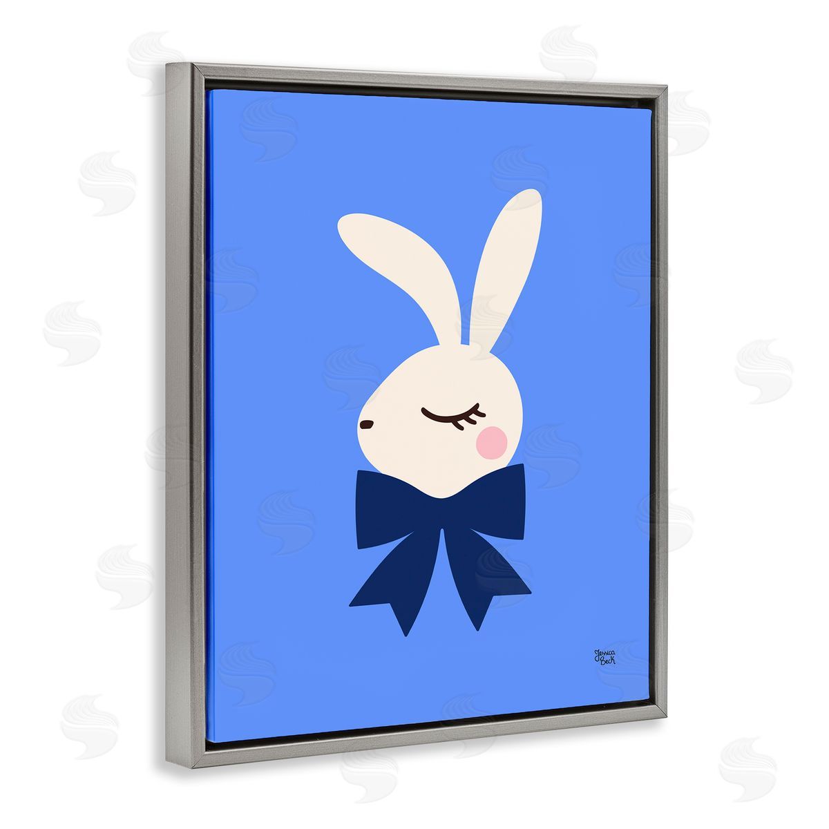 Jessica Beck | Rabbit with Ribbon on Blue