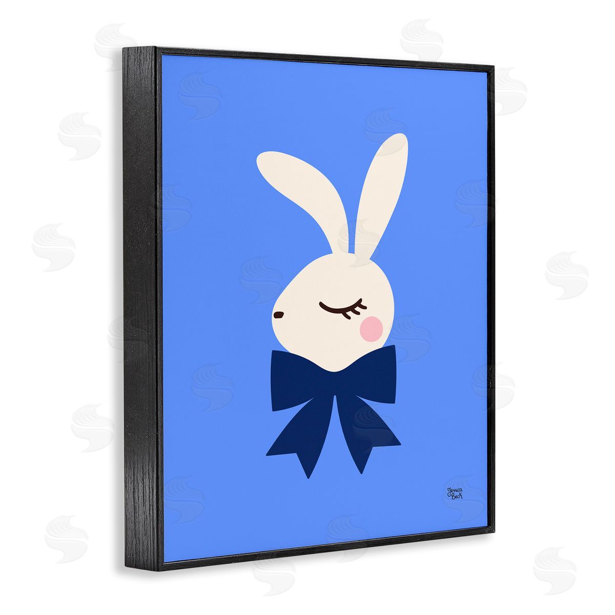 Jessica Beck | Rabbit with Ribbon on Blue