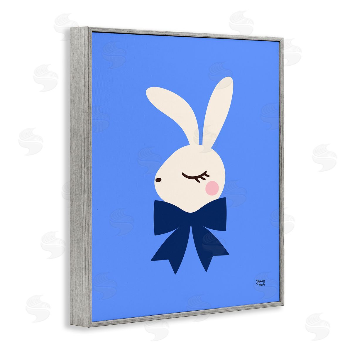 Jessica Beck | Rabbit with Ribbon on Blue