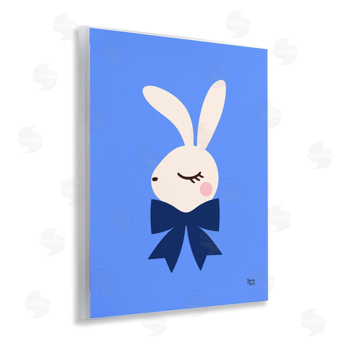 Jessica Beck | Rabbit with Ribbon on Blue