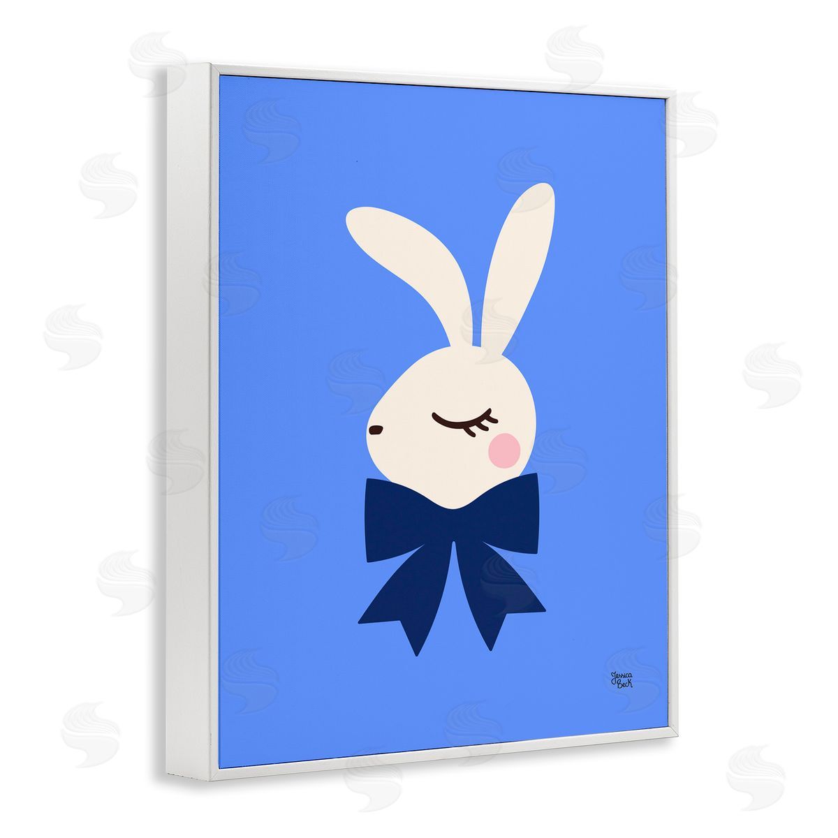 Jessica Beck | Rabbit with Ribbon on Blue