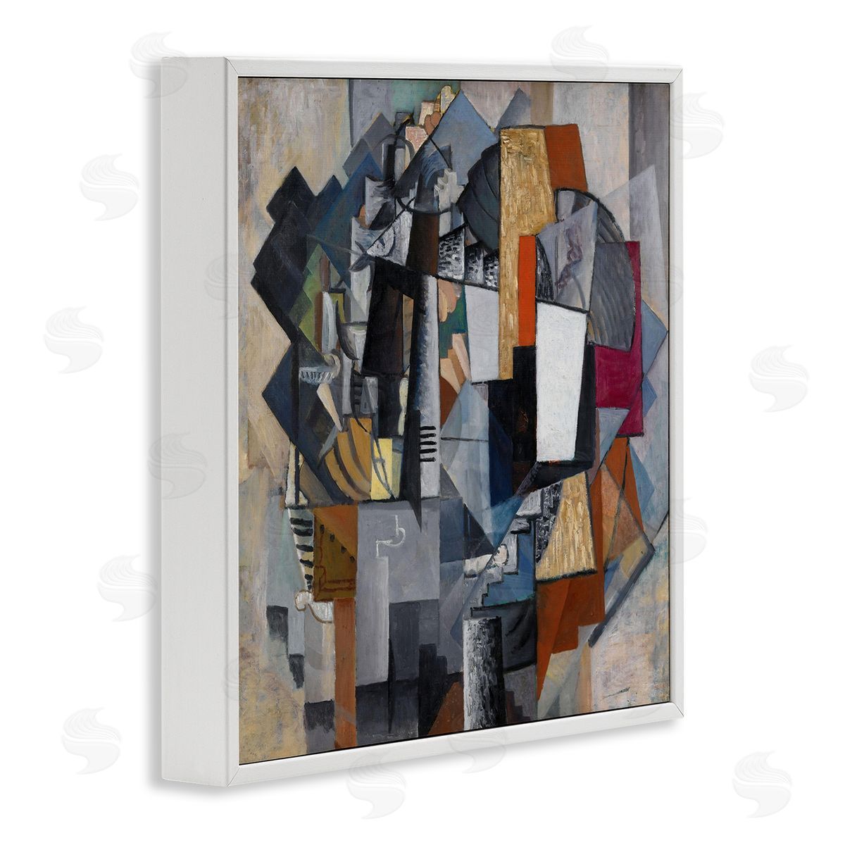 Classical Abstract Collage White Frame Print Wall Art, Home Decor by one1000paintings