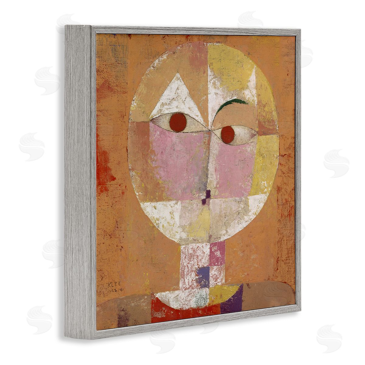 Classic Senecio Paul Klee Grey Frame Print Wall Art, Home Decor by one1000paintings