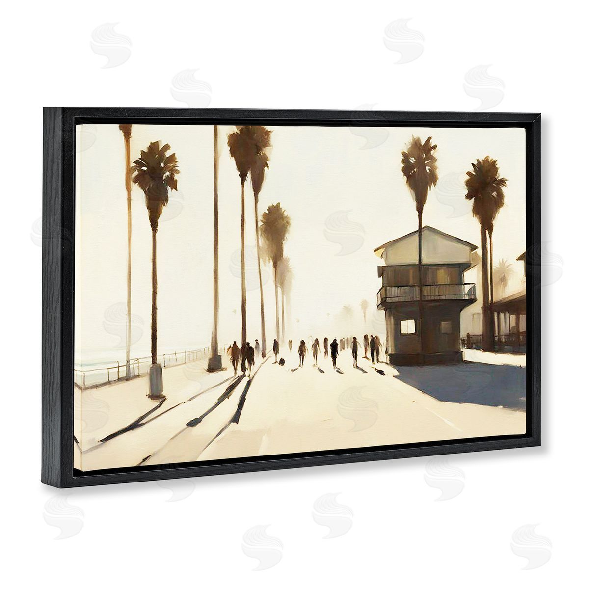 Tropical Afternoon Shadows Black Floating Frame Canvas Wall Art, Home Decor by Noah Bay