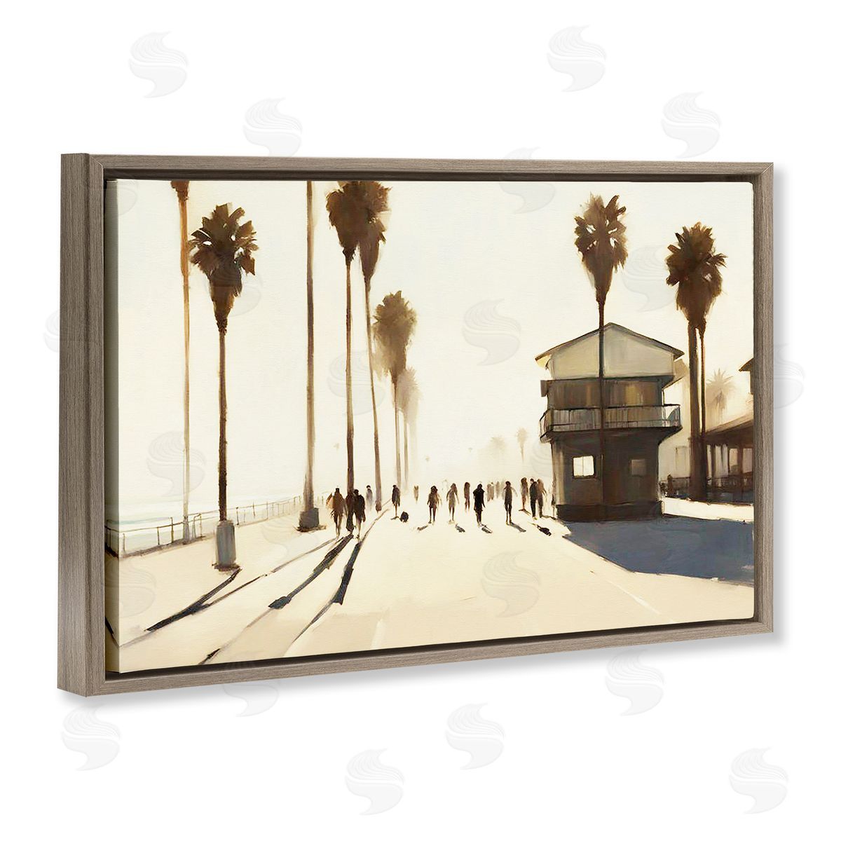 Tropical Afternoon Shadows Brown Floating Frame Canvas Wall Art, Home Decor by Noah Bay
