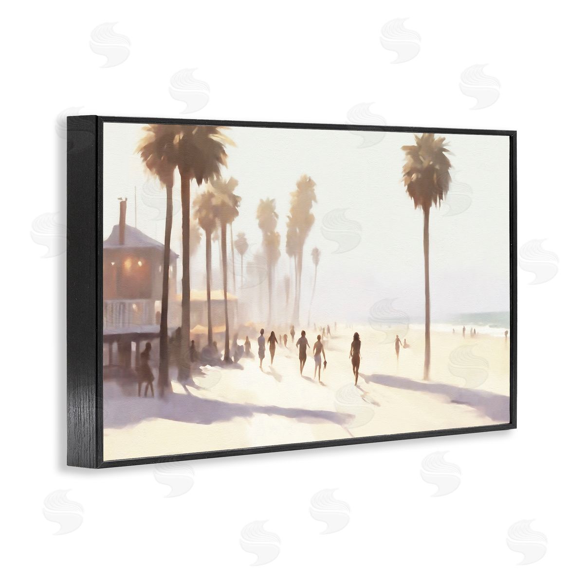 Running on Tropical Beach Black Frame Print Wall Art, Home Decor by Noah Bay