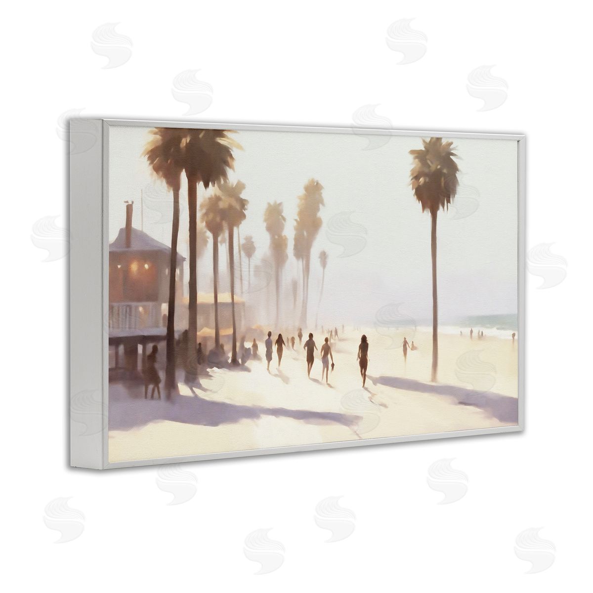 Running on Tropical Beach White Frame Print Wall Art, Home Decor by Noah Bay